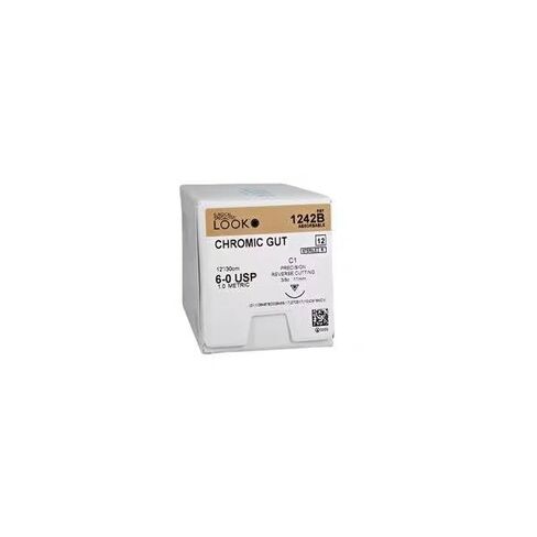 Look 1242B Chromic Gut Absorbable Reverse Cutting Sutures C1 6/0 12" 12/Bx in Saudi Arabia