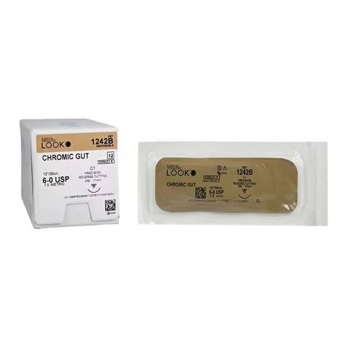 Look 1242B Chromic Gut Absorbable Reverse Cutting Sutures C1 6/0 12" 12/Bx in Saudi Arabia
