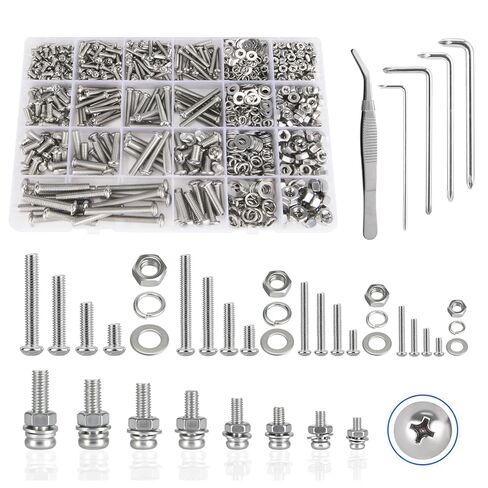 1218 Pcs Zinc Plated Screws Bolts and Nuts Assortment Sets with 4 Pcs Screws Wrenches, M3 M4 M5 M6 Metric Machine Screws Nuts Flat Washers and Lock Washer Kit, Zinc Plated and Anti Rust Screws Set in Saudi Arabia