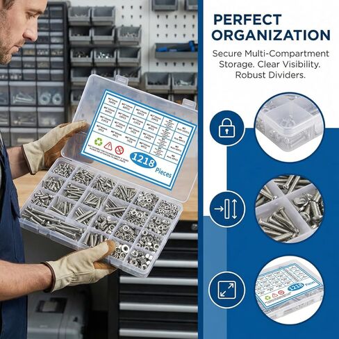1218 Pcs Zinc Plated Screws Bolts and Nuts Assortment Sets with 4 Pcs Screws Wrenches, M3 M4 M5 M6 Metric Machine Screws Nuts Flat Washers and Lock Washer Kit, Zinc Plated and Anti Rust Screws Set in Saudi Arabia