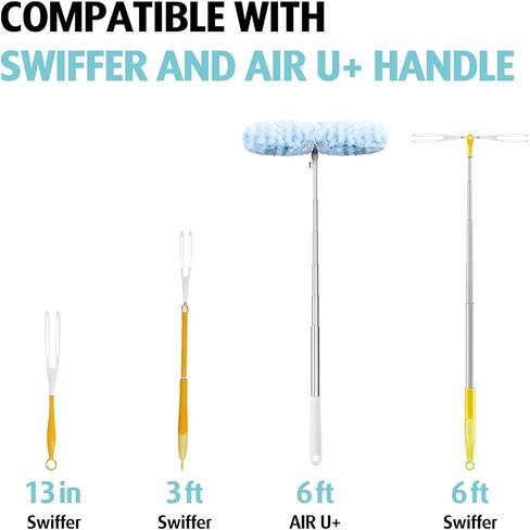 6 ft Extendable Duster Handle with 20 Refills, Compatible with Swiffer, Disposable Microfiber Dusting Pads for Home Cleaning, Ceiling, Fan, Window, Hard-to-Reach Areas in Saudi Arabia