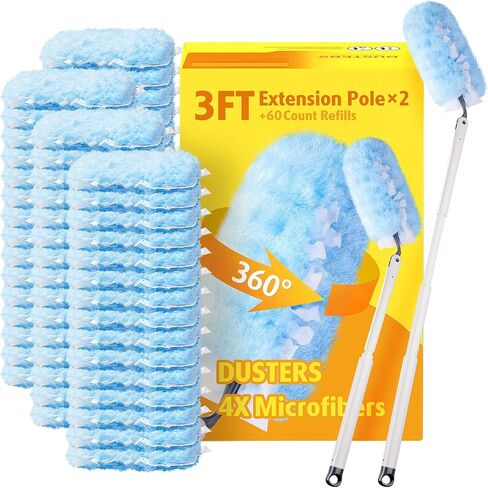 6 ft Extendable Duster Handle with 20 Refills, Compatible with Swiffer, Disposable Microfiber Dusting Pads for Home Cleaning, Ceiling, Fan, Window, Hard-to-Reach Areas in Saudi Arabia