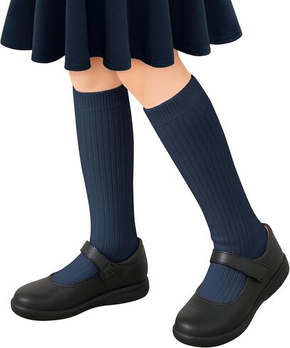 Stelle 3 Pairs Girls Knee High Socks Cotton Calf Long Soft School Uniform Dress Seamless Socks for Kids Toddler 3-12 Years in Saudi Arabia