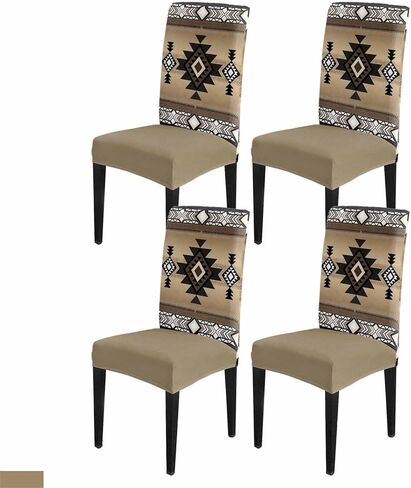 Western Dining Chair Cover Set of 4,Stretch Chair Protectors Slipcover,Spandex Kitchen Chair Seat Back Cushion Slip Cover for Dining Room,Party,Hotel Rustic Southwest Native American Indian Tribal in Saudi Arabia
