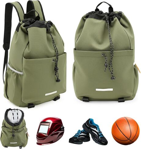 Aliceset Welding Helmet Bag, Motorcycle Backpacks with Drawstring for Men, Large Capacity Helmet Backpack, Waterproof, Lightweight, Motorcycle Accessories for Bicycle Ski Equestrian Activities in Kuwait