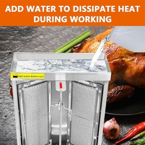 Vertical Broiler Grill Machine with Dual Burners - Perfect for Home & Restaurant Cooking, High-Efficiency Rotisserie, Easy to Clean, Ideal for Kebabs & Meats in Saudi Arabia