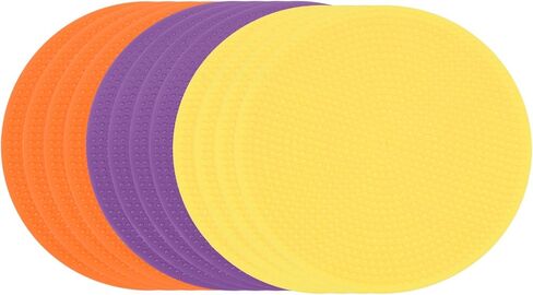 PATIKIL Spot Markers 4 Inch, 12 Pcs Non-Slip Floor Dots Agility Markers Flat Field Cones Poly Dots for Gym PE Speed Training Dance Soccer Basketball Sports, Orange/Purple/Yellow in Saudi Arabia