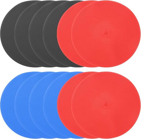 PATIKIL Spot Markers 9 Inch, 12 Pcs Non-Slip Floor Dots Agility Markers Flat Field Cones Poly Dots for Gym PE Speed Training Dance Soccer Basketball Sports, Red/Blue/Black in Saudi Arabia
