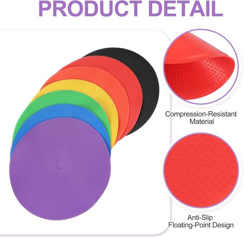 PATIKIL Spot Markers 9 Inch, 12 Pcs Non-Slip Floor Dots Agility Markers Flat Field Cones Poly Dots for Gym PE Speed Training Dance Soccer Basketball Sports, Red/Blue/Black in Saudi Arabia