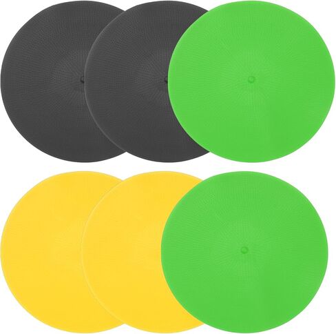 PATIKIL Spot Markers 9 Inch, 6 Pcs Non-Slip Floor Dots Agility Markers Flat Field Cones Poly Dots for Gym PE Speed Training Dance Soccer Basketball Sports, Yellow/Green/Black in Saudi Arabia