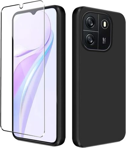 حالة Cubot Kingkong Power 3 علبة هاتف مع واقي شاشة زجاجي مقسى ، سيليكون ناعم مرن مرن الصدمة TPU الغطاء الأسود in Kuwait