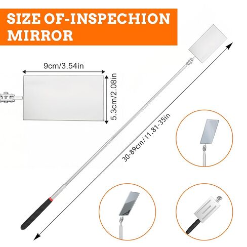 قطعتان من مرايا الفحص المتداخلة، مرآة ميكانيكية تلسكوبية مستطيلة بمقبض طويل، أداة فحص مرآة ميكانيكية قابلة للتمديد لفحص حالة السيارة in Kuwait