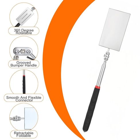 قطعتان من مرايا الفحص المتداخلة، مرآة ميكانيكية تلسكوبية مستطيلة بمقبض طويل، أداة فحص مرآة ميكانيكية قابلة للتمديد لفحص حالة السيارة in Kuwait