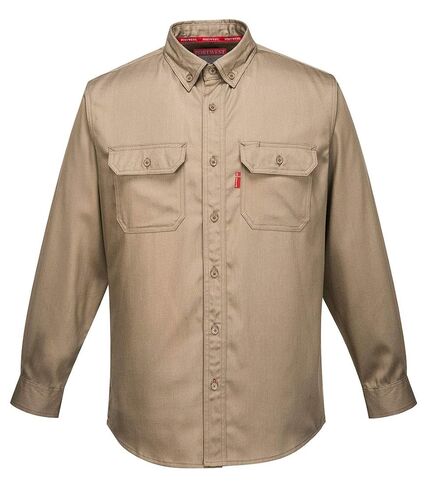 Portwest FR89 Fire Resistant Safety Work Shirt in FR Bizflame 88/12 ASTM NFPA, Khaki, X Large in Saudi Arabia