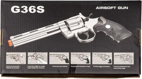 UKARMS Spring Airsoft Gun - 6 Shot 357 Magnum Revolver مع قذائف + 6 مم BBS (فضي) in Kuwait