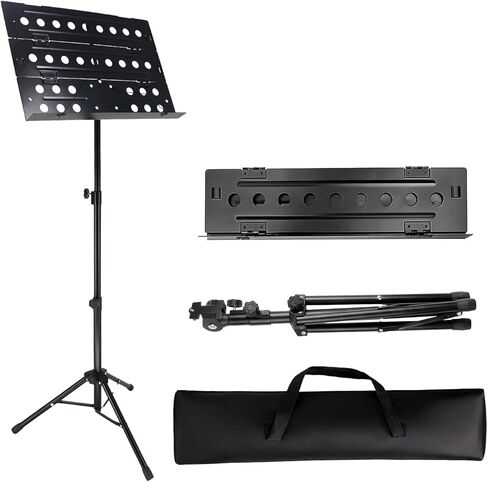Imbesty Professional Portable Sheet Music Stand - Heavy-Duty Metal Folding Adjustable Holder, with Carrying Bag | Sturdy for Piano, Guitar, Violin, Choir, Band, Travel, School & Home Practice in Saudi Arabia