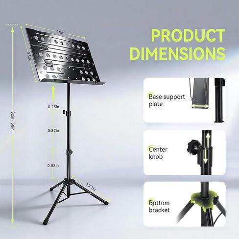 Imbesty Professional Portable Sheet Music Stand - Heavy-Duty Metal Folding Adjustable Holder, with Carrying Bag | Sturdy for Piano, Guitar, Violin, Choir, Band, Travel, School & Home Practice in Saudi Arabia