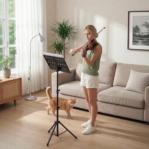 Imbesty Professional Portable Sheet Music Stand - Heavy-Duty Metal Folding Adjustable Holder, with Carrying Bag | Sturdy for Piano, Guitar, Violin, Choir, Band, Travel, School & Home Practice in Saudi Arabia