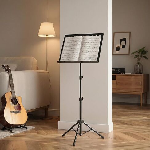 Imbesty Professional Portable Sheet Music Stand - Heavy-Duty Metal Folding Adjustable Holder, with Carrying Bag | Sturdy for Piano, Guitar, Violin, Choir, Band, Travel, School & Home Practice in Saudi Arabia