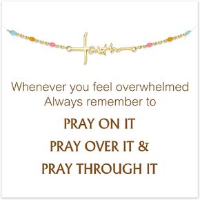 Faith Cross Bracelet for Women,S925 Sterling Silver Christian Jewelry Confirmation Baptism and Jesus Gifts for Women, Religious Gifts for Daughter Sister Wife Mom Grandmother Friend in Kuwait