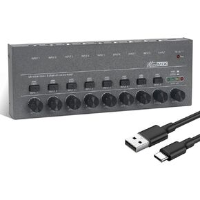 Horse Audio Mixer Line Mixer, 8-Channel Stereo Line Mixer for Sub-Mixing, Ultra Low Noise Operation, for Guitar, Microphone, Bass, Digital Keyboard, Suitable for Bar and Small Club, Black in Kuwait