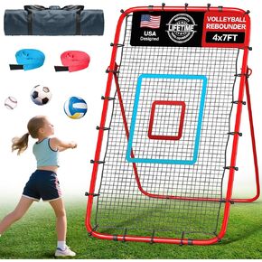 7x4 Ft Volleyball Rebounder Net with 2 Target Stripes, 5-Angle Adjustable Rebounder Net for Practicing Digging, Setting, Spiking, Bounce Back Training Equipment with Portable Travel Bag & 4 Sand Bags in Kuwait