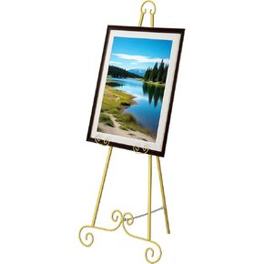 Gold Easel Stand for Sign,Adjustable Easel Dispaly Stand, Metal Easels for Dispalying Pictures,Easels for Wedding Poster Holder,Display Stand with Chain Support(2 Pack) in Kuwait