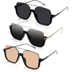 3 PCS Retro viato Sunglasses for Women Men Square Semi Semi Rimless Sun Glasses 70s strendy Shades in Kuwait