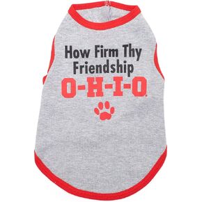 تيشيرت The License House Ohio State Buckeyes Dog How Firm Thy Friendship، قمصان مطبوعة للكلاب، ناعمة ومريحة، رمادي - صغير in Kuwait