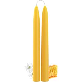 2 Pack 100% Pure Natural Beeswax Taper Candles, 10 Hours Long Burning Emergency Beeswax Candles Sticks, 10 inch Organic Bees Wax for Home, Prayer, Christmas, Party | Unscented, Smokeless, Dripless in Kuwait