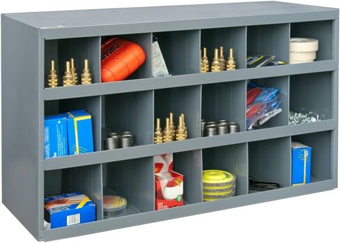 Durham 354-95 Gray Cold Rolled Steel 18 Opening Bin with Slope Self Design, 33-3/4" Width x 19-1/4" Height x 12" Depth in Kuwait