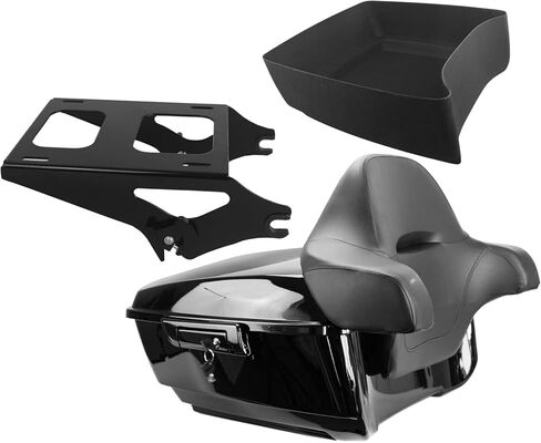 Yhmoto 13.7 "King Tour Pack Trunk+حول مسند الظهر+رف الأمتعة المناسب لـ Harley Davidson Touring Road King ، Road Glide ، Street Glide ، CVO 2014-2024 (Set B) in Kuwait
