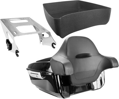 Yhmoto 13.7 "King Tour Pack Trunk+حول مسند الظهر+رف الأمتعة المناسب لـ Harley Davidson Touring Road King ، Road Glide ، Street Glide ، CVO 2014-2024 (Set B) in Kuwait