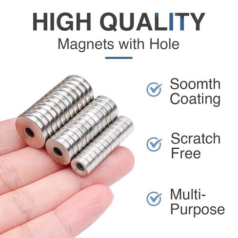 MIKEDE 36pcs Heavy Duty Rare Earth Magnets - 3 Sizes, Neodymium Disc Magnets with Hole for Locker, Tool Storage, DIY, Crafts (Screws Included) in Saudi Arabia