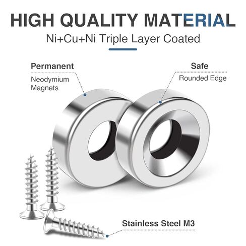 MIKEDE 36pcs Heavy Duty Rare Earth Magnets - 3 Sizes, Neodymium Disc Magnets with Hole for Locker, Tool Storage, DIY, Crafts (Screws Included) in Saudi Arabia