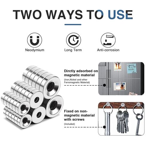 MIKEDE 36pcs Heavy Duty Rare Earth Magnets - 3 Sizes, Neodymium Disc Magnets with Hole for Locker, Tool Storage, DIY, Crafts (Screws Included) in Saudi Arabia