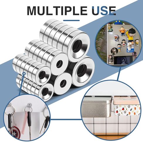 MIKEDE 36pcs Heavy Duty Rare Earth Magnets - 3 Sizes, Neodymium Disc Magnets with Hole for Locker, Tool Storage, DIY, Crafts (Screws Included) in Saudi Arabia