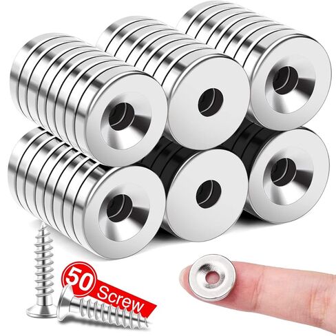 MIKEDE 36pcs Heavy Duty Rare Earth Magnets - 3 Sizes, Neodymium Disc Magnets with Hole for Locker, Tool Storage, DIY, Crafts (Screws Included) in Saudi Arabia