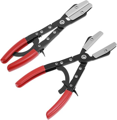 QWORK 10" Automatic Locking Ratcheting Hose Pinch Off Pliers, Heavy-Duty Swivel Jaw Clamp Tool for Fuel, Heater & Radiator Hoses up to 1" OD, Comfort Grip Handles in Saudi Arabia
