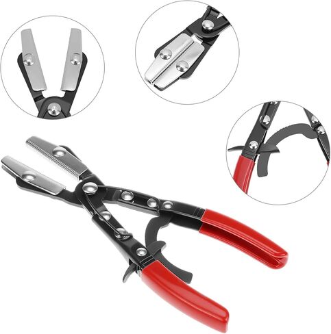 QWORK 10" Automatic Locking Ratcheting Hose Pinch Off Pliers, Heavy-Duty Swivel Jaw Clamp Tool for Fuel, Heater & Radiator Hoses up to 1" OD, Comfort Grip Handles in Saudi Arabia