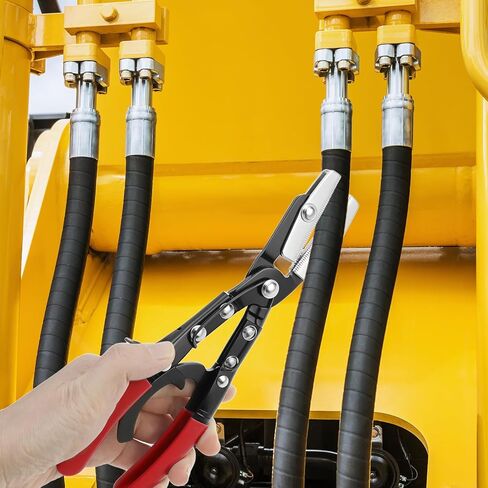 QWORK 10" Automatic Locking Ratcheting Hose Pinch Off Pliers, Heavy-Duty Swivel Jaw Clamp Tool for Fuel, Heater & Radiator Hoses up to 1" OD, Comfort Grip Handles in Saudi Arabia