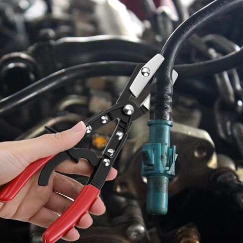 QWORK 10" Automatic Locking Ratcheting Hose Pinch Off Pliers, Heavy-Duty Swivel Jaw Clamp Tool for Fuel, Heater & Radiator Hoses up to 1" OD, Comfort Grip Handles in Saudi Arabia