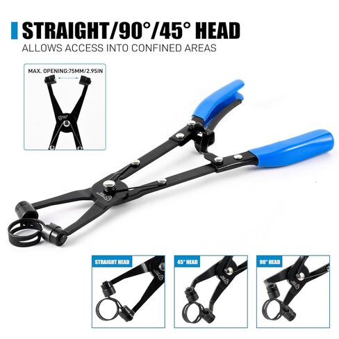 SMOTIVEPRO 3-Piece Hose Clamp Pliers Set with Locking Assist - 45°/90°/Straight Heads & Rotatable Clamp Jaw - Professional Hose Clamp Tool for 1.1"-2.3" (3-6cm) Hose Clamps in Saudi Arabia