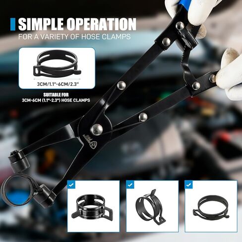 SMOTIVEPRO 3-Piece Hose Clamp Pliers Set with Locking Assist - 45°/90°/Straight Heads & Rotatable Clamp Jaw - Professional Hose Clamp Tool for 1.1"-2.3" (3-6cm) Hose Clamps in Saudi Arabia