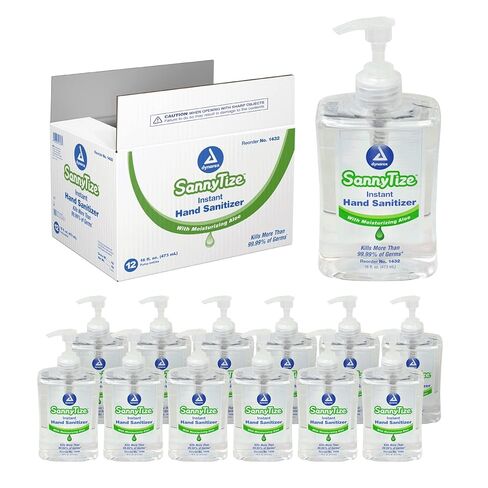 Dynarex SannyTize Hand Sanitizer Gel – 16 oz. Square Bottle w/Pump, Infused with Aloe Vera & Eliminates 99% of Common Germs, Clear, 1 Box of 12 SannyTize Hand Sanitizer 16 oz. Square Bottles w/Pump in Saudi Arabia