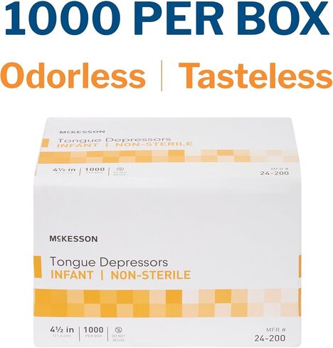McKesson Tongue Depressors [10000 Count] Infant Size, Non-Sterile, Wood, Unflavored, Splinter-Free, 4.5 in - Use for Medical, Arts, Crafts, Spa - 1000 Count, Pack of 10 in Saudi Arabia