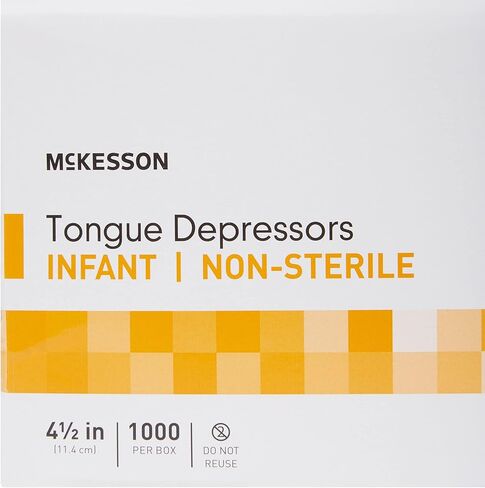 McKesson Tongue Depressors [10000 Count] Infant Size, Non-Sterile, Wood, Unflavored, Splinter-Free, 4.5 in - Use for Medical, Arts, Crafts, Spa - 1000 Count, Pack of 10 in Saudi Arabia