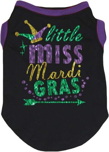 Petitebella Little Miss Mardi Gras Puppy Dog Shirt (Black, XX-Large) in Saudi Arabia