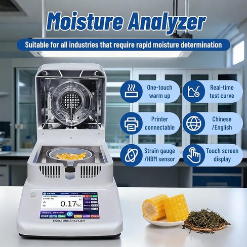 110V Moisture Balance Halogen Heating Lab Moisture Tester Machine Intuitive Touch Screen English 60g/120g/0.001% Menu Balance Meter for Rapid Moisture Test (60g/0.001) in Saudi Arabia