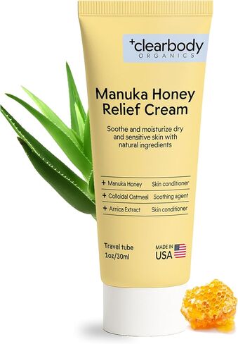 Clearbody Manuka Honey Eczema Cream - الأكزيما العضوية العسل والمرطب من دقيق الشوفان الكولوسيوم لتوهج ، الأكزيما ، الجلد الجاف والحكة - غسول الوجه والجسم - صيغة نباتية (2 أوقية) in Saudi Arabia
